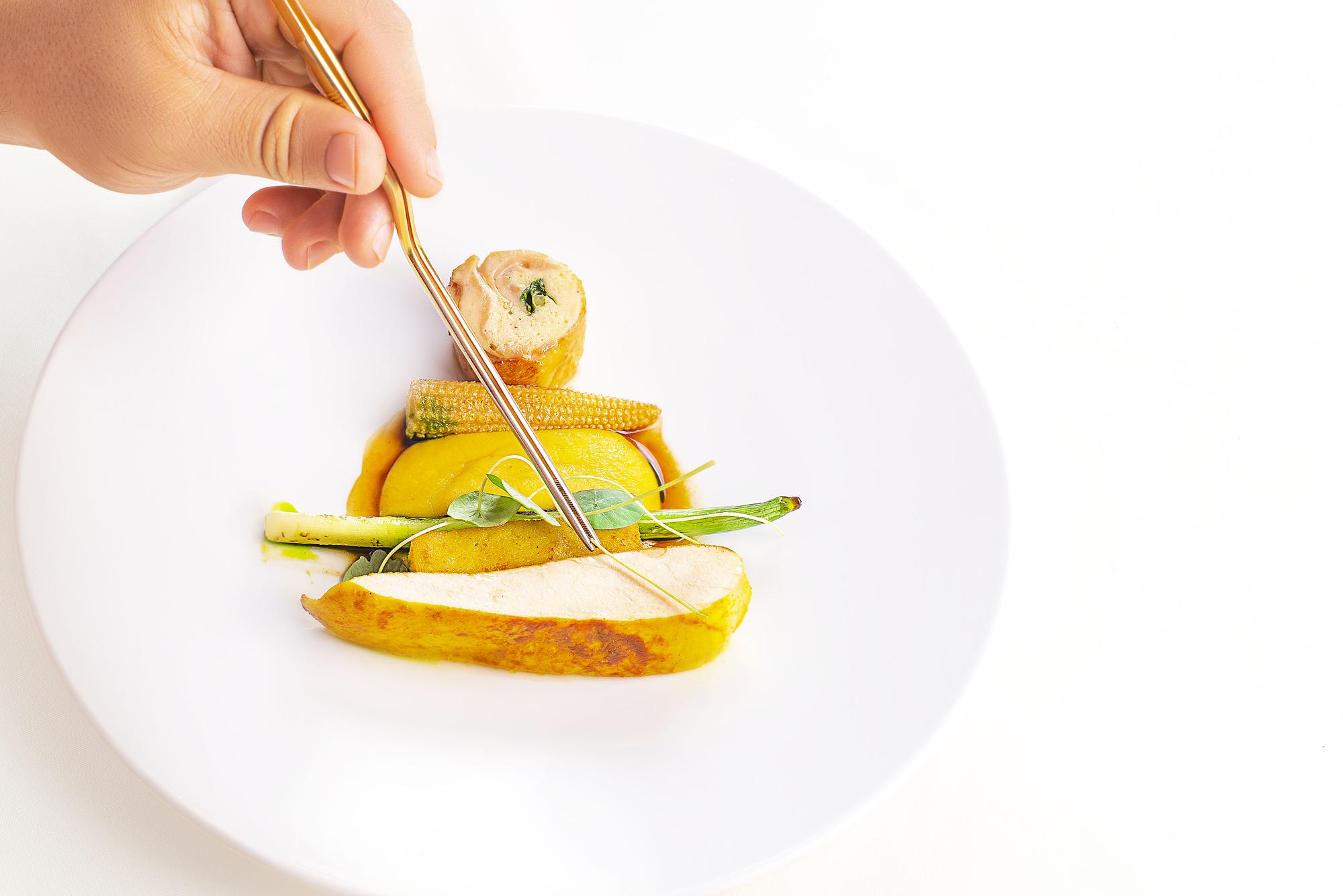 Close-up plated dish from workshop